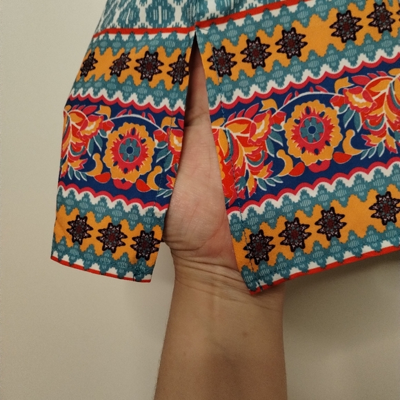 Feitong colorful printed moroccan boho popover mini dress tunic top - Picture 8 of 13